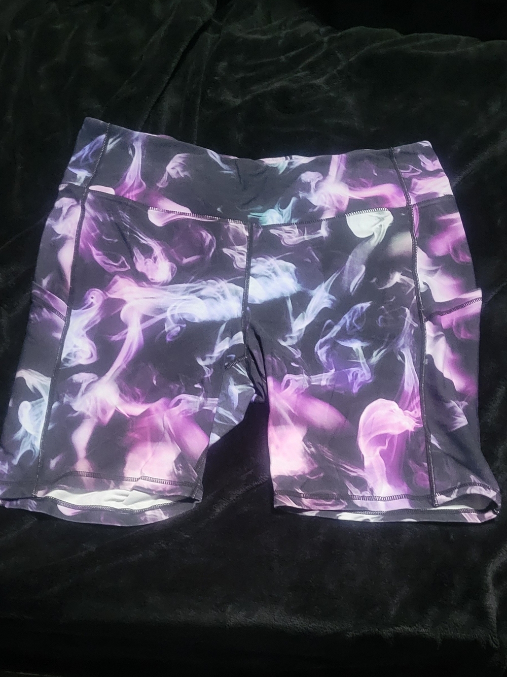 torrid Purple & Black Smoke-Print Bike Shorts